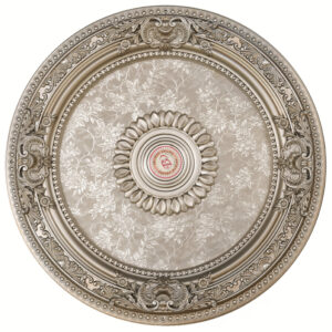 our Champagne Silver Medallion features a recessed center panel with slightly raised floral pattern detail