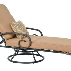 Introducing the Patented 360 Degree Swivel Chaise Lounge from Bridgeton Moore's Grand Bonaire Weave Collection. Experience unparalleled comfort and versatility with this innovative addition to your outdoor space.  Designed for effortless relaxation
