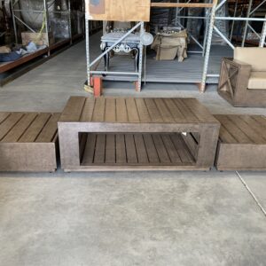 available for separate purchase or commonly paired with the Mountain Studio Outdoor Coffee Table to form the complete Cocktail Table Collection. The occasional side table seamlessly complements the Mountain Studios Sectional