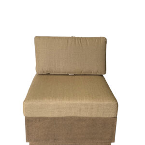 Offered is Mountain Studio Outdoor Armless Single Seater with Cushion that can be ordered separately for comfortable plush deep seating chairs without arms or often added to make a Mountain Studio Outdoor Sectional Larger by adding these to customize your size and shaped sectional. The Mountain Studio Outdoor Collection is a pure design removed of unnecessary elements and beautifully executed. A style that elegantly blends into Nature. Not overpowering it. You will also love the quality of this Bridgeton Moore's Mountain Studio's Exclusive  Collection. It is Hand crafted and Cast in 100 % Aluminum