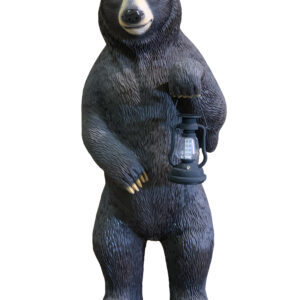What is more American then then our Black Bear with lantern? The beloved Black Bear is found only in North America. This exclusive cutie pie is hand made and hand painted by our artists in weather resistant and durable all weather fiberglass construction. This lifelike black bear warmly welcomes guests while holding a classic lantern powered by a 220V rechargeable battery system - combining woodland character with modern convenience. No installation required and no feeding necessary just unwrap and display