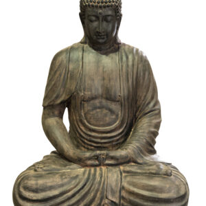 Our Sitting Buddha Black Earthy is Large Creation of Buddha at 59 Inches Tall. This garden sculpture is desirable for use as a beautiful focal point in a peaceful design. Classic sitting Lotus Position is hand cast and hand finished in a durable fiberglass and cast stone reinforced material. The deep Antique Black Earthy finish is durable and a very accurate quality finish depicting this ancient depiction. Buddha: prince