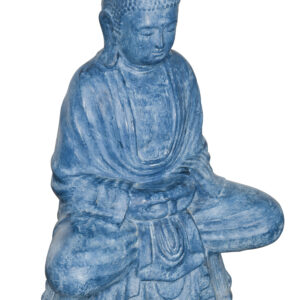 Hand cast in a durable fiberglass and cast stone reinforce material this classic buddha sitting in lotus position statue is well made. A large scale sitting 30 inches tall
