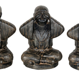 The Hear See and Speak No Evil Monk Set Of 3 Black Earthy Finish 16.5 Inches tall is a new twist to the proverb “hear no evil