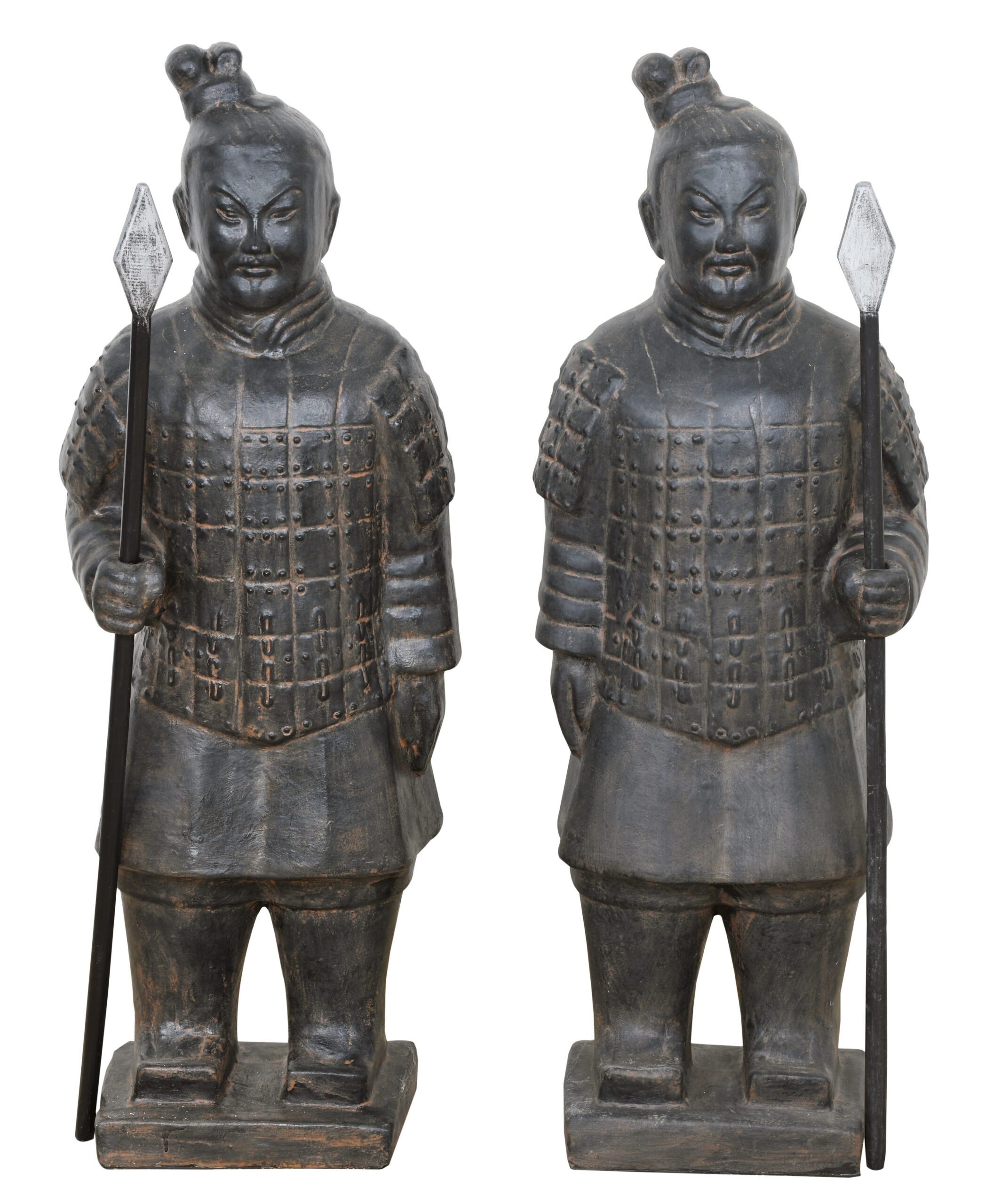 Pair Of Standing Soldiers 40″ Tall With Black Earthy Finish