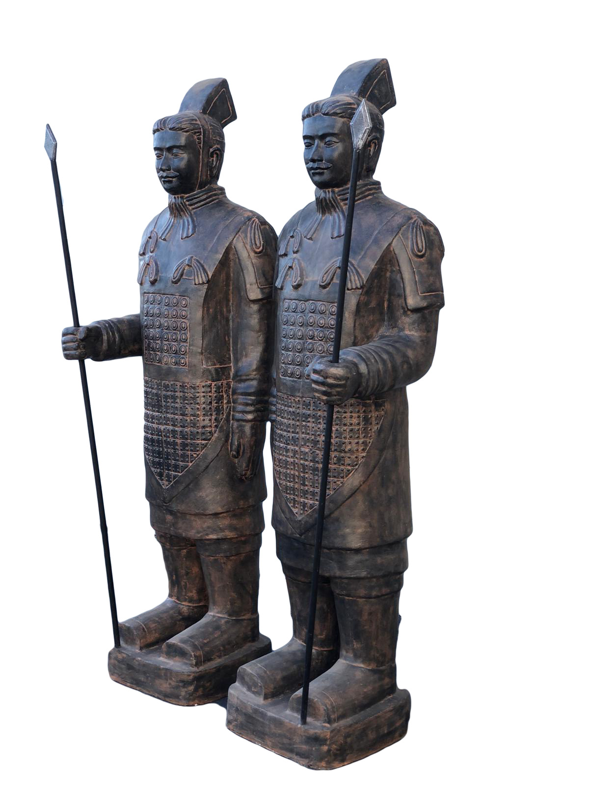 Life Size Pair of Standing Soldiers 78.74″ Tall With Black Earthy Finish