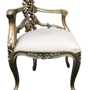The Platine Venetian Corner Chair is an elegant 28.25 wide x 22.50 deep x 32 inches tall fine hand made mahogany chair. A perfect vanity stool or a corner chair. The smaller scale and corner shape combine with its intricate hand carved details to offer a style befitting the grand dame courts of Venice as well as multiple placements in Todays homes.