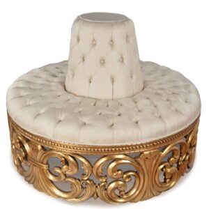 The design measures 56 Diameter X 39 inches tall and offers seating in a full 360 degrees. A rare find for a large entry