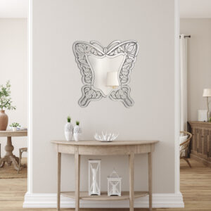 using a beautifully hand beveled center mirror for viewing makes this a versatile and special choice for a Bathroom
