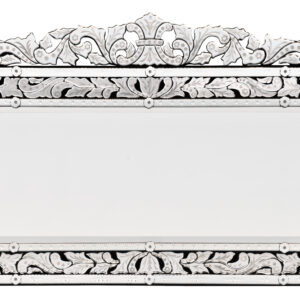 One of the largest intricate examples of Venetian Style Mirrors available. Our Monumental Venetian Grand Mirror 78.75 Inches Wide is truly spectacular. Few have ever had a chance to view never mind own a Mirror of this level of detail and share utter Opulence. The right mirror surely makes a big difference in making a room setting more beautiful this mirror designed for Horizontal Application would enhance any buffet