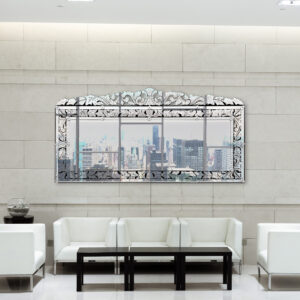 console or wall application suitable for a mirror of this size. Venetian Mirrors are considered amongst the most elegant and beautiful mirrors made and they will become a cherished treasure for future generations to come. While a Venetian Mirror is always a functional Artistic Focal Point they also serve to enhance elegant living spaces. Interestingly a well placed Venetian Mirror with its highly reflective light qualities also serve to increase the amount of interior light in a room and will brighten up your room. Today as has been for 100's of years before Venetian glass craftsmen still use time-proven hand crafted