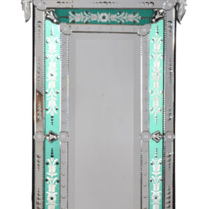 Our Striking Premium Venetian Style Mirror With Seafoam Border 23.75 x 2.5 x 47.25 inches wide is beautiful and a good size for many applications