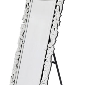 The Finest Venetian Style Premium Cheval Mirror 70.62 Inches Tall w Stand mounted is very hard to find design of a Venetian Style Mirror. A Cheval Mirror is a traditional Floor standing Mirror often used as a full length dressing Mirror with an example as beautiful as this offering you will feel like your in the company of Kings or Queens. This is also very nice for an application that might want to float a reflective bit of Elegance in a room and not be limited to a Wall Installation. The right mirror surely makes a big difference in making a room setting more beautiful this mirror designed for Horizontal Application would enhance any buffet