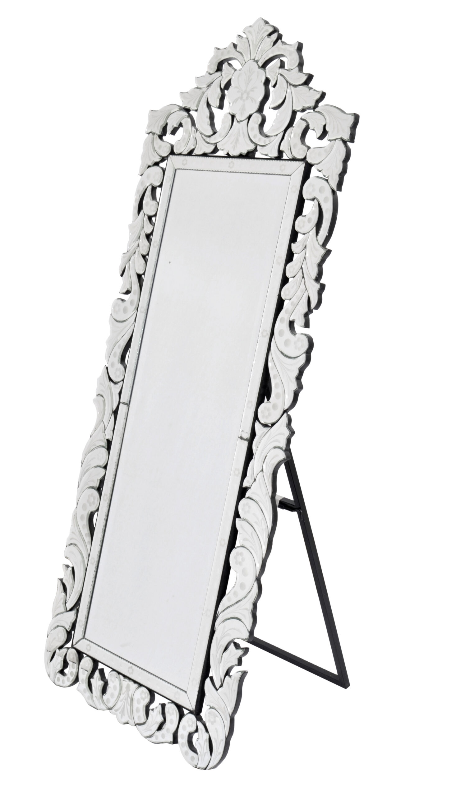 Finest Venetian Style Cheval Mirror 70.62″ Tall W Stand