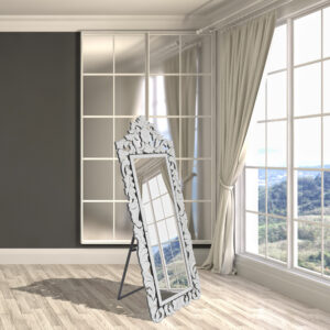 console or wall application suitable for a mirror of this size. Venetian Mirrors are considered amongst the most elegant and beautiful mirrors made and they will become a cherished treasure for future generations to come. While a Venetian Mirror is always a functional Artistic Focal Point they also serve to enhance elegant living spaces. Interestingly a well placed Venetian Mirror with its highly reflective light qualities also serve to increase the amount of interior light in a room and will brighten up your room. Today as has been for 100's of years before Venetian glass craftsmen still use time-proven hand crafted