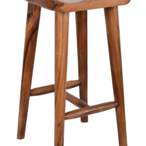 Our Contoured Seat Suar Wood Bar Height Stool 29.5in Tall Comes Fully Assembled With Additional Cross Leg Support For A Better Manufactured Quality And Strength. The Contour Seat Is Created By Hand Chamfering A Solid Plank Of Suar Wood