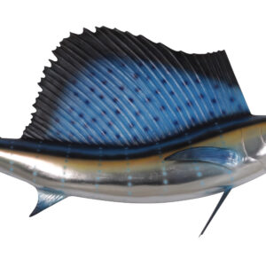 Our new Sailfish 5 ft is a natural form wall mount all hanging hardware included. The artist created a life-like creation making it almost impossible to know it is not real. The hand finishing is authentically executed. A great piece of décor for an office