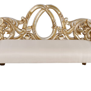 Rich and opulent the Platine bench is handcrafted one piece at a time. Master craftsman select the best pieces of mahogany wood to hand carve the intricate details of the benches frame. Special hand applied multilayer finishing adds tone and depth to the luxurious silver Platine finish. Beautiful ivory upholstered seating perfectly compliments the benches opulence allowing the silver Platine finish to pop off the neutral color. No assembly is required