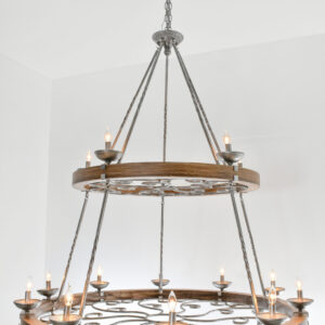 Elevate your home’s ambiance with the Two-Tier Ridge Line 56" Chandelier. This larger