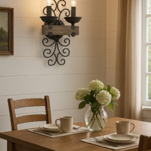 this two-light fixture blends vintage charm with modern functionality. Perfect for enhancing your living room
