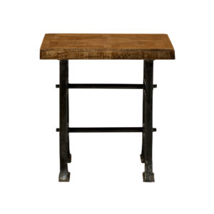 A beautiful and strong Wood and Industrial Iron Mango Parquet Lamp Table 24 Inch The Side Table Top is built using Solid Mango hardwoods in an artistic parquet design. Naturally finished with a satin sheen that protects and enhances the wood for long term use. The grain of the Mango Wood offers beautiful variations of natural color with rich depth and tone. The top is mounted to an authentic Cast iron Industrial base that is heavy and stable. The base is hand cast in Iron using authentic Industrial molds. The complete table is beautiful and the strength of its construction will offer years and years of use for even the most active of families. Sold separately this console can be ordered and used separately. Consider combining with the matching Wood and Industrial Iron Mango Parquet Console Table 60 Inch or the matching Wood and Industrial Iron Mango Parquet Coffee Table 54 Inch to complete your desired design. Hand Made and Hand Finished in India for AFD Home. Minor Assembly Required.