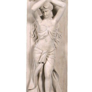 a beautiful Life sized Maiden upstretched arms with Cherubs floating above. The item is Hand Cast in a durable Fiberglass reinforced Stone Resin. The finish is weather resistant for extended use outdoors or suitable for a stone effect for interior use. Sold separately but often ordered as a balanced set by combining this design with its companion Roman Girl With Bowl Pilaster Stone Cast. Handmade in the Philippines with no assembly required.