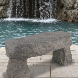 The Simulated Rock Bench Settee offers a very authentic cut stone look. It stretches 35 inches wide and can seat 2 people. It comes fully assembled