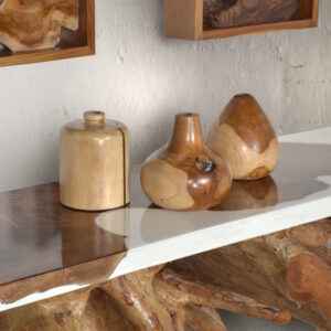 A natural set of 3 Teak Vases