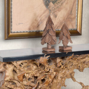 A set of 2 handmade Rustic Teak Trees on stand. A great item around the Holiday is also a way to bring Natural beauty into your settings. The Rustic Teak Trees are authentically crafted one piece at a time