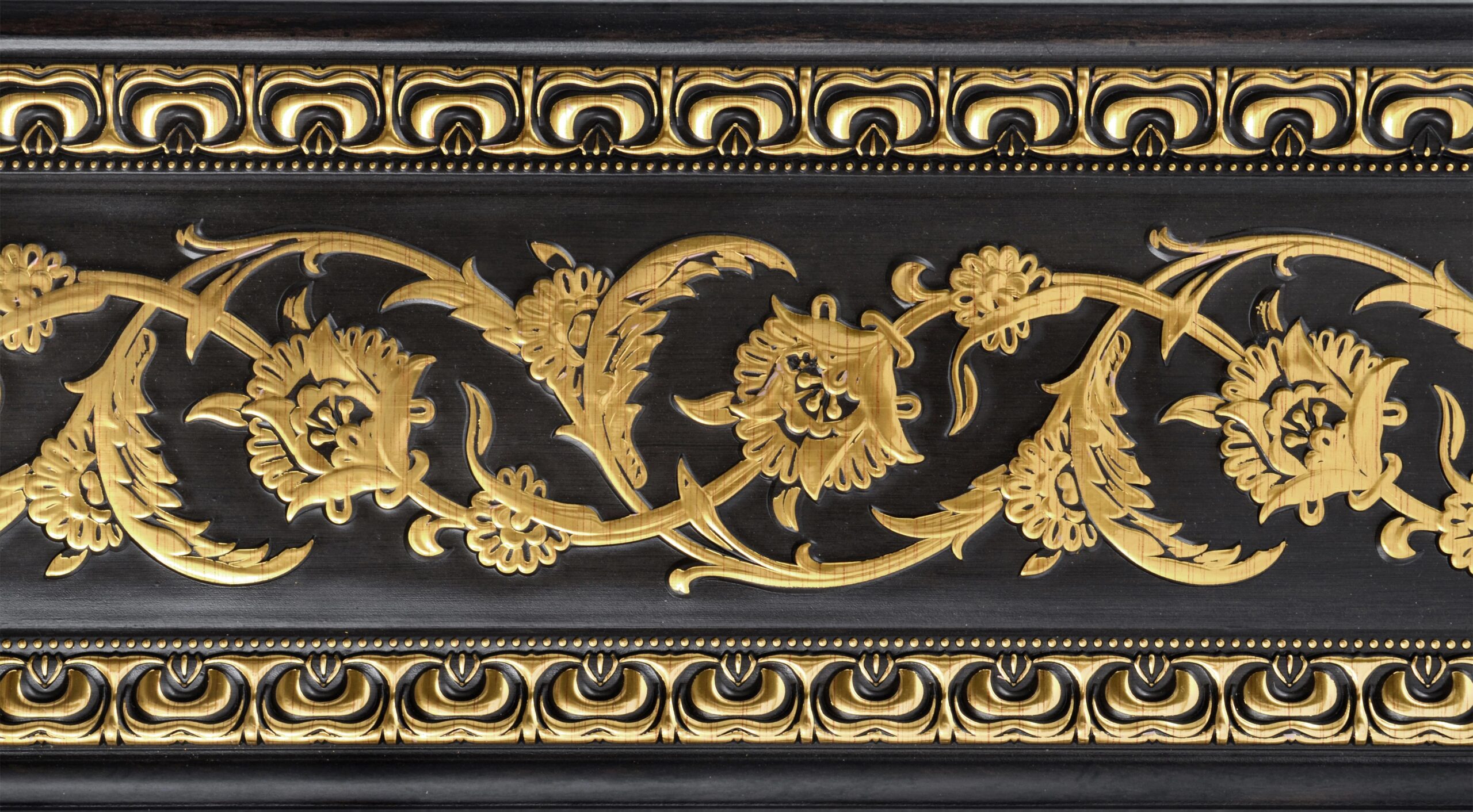 Gold Floral on Wood Tone Chair Rail 92 inch