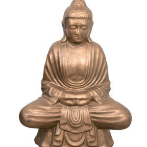 this buddha statue is suitable for use sitting on the floor or on a large shelf. Each statue is hand finished in a Gold Stone Finish. Hand Cast and Hand Finished 1 piece at a time giving each sitting buddha unique variations that add to the authenticity. Buddha