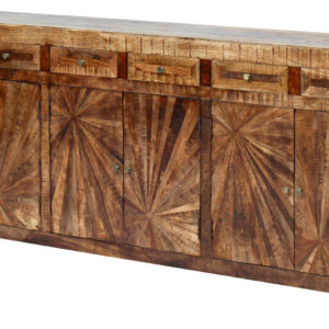 A massive 6 door Sideboard Cabinet measuring 97 Inches. The Mango Wood Solid Parquet Large Sideboard is a hand made imported cabinet and part of the beautiful Mango Wood Solid Parquet Collection. The unit can be used in any room that needs an item of this style and scale. The collection has many offerings for your selection such as a Bedrooms