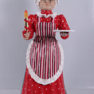 Bring the warmth and charm of the holiday season into your home with this delightful Mrs. Claus figurine! Dressed in a traditional red and white polka-dotted dress