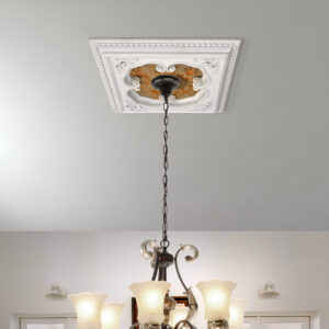 The White and Gold Clover Square chandelier Ceiling Medallion 24 Inch Diameter is a classic decorative ceiling Medallion. Featuring rich finishing