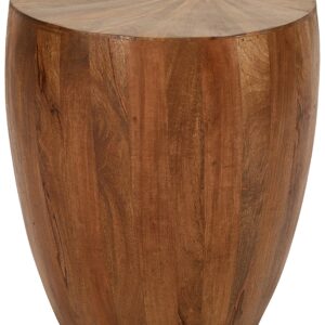 Mango Wood Solid Parquet Round Side Table 18 Inch Diameter offers a pleasingly shaped Round side