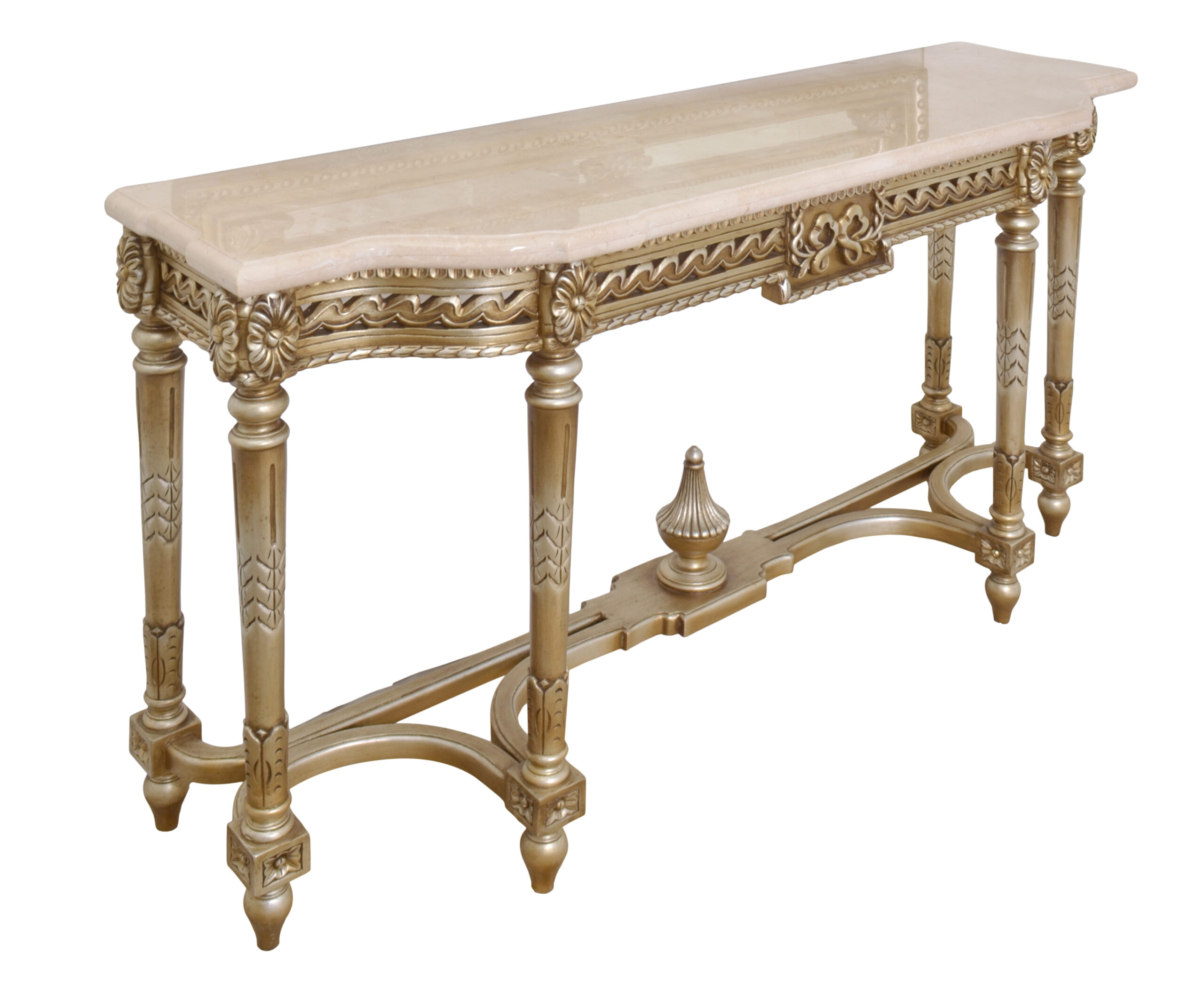 Grand Carved Console with Marble Top 68″W-Platine
