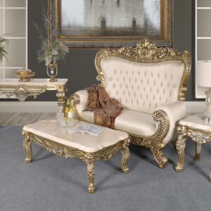 Platine Chapelle Console Hand Carved Mahogany with Cream Marfil Marble Top 59.25 Inches Long