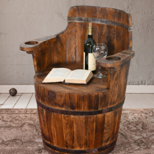 Experience rustic charm and refined craftsmanship with the Teak Barrel Swivel Chair — a unique statement piece inspired by the timeless beauty of vintage wine barrels. Handcrafted from solid teak wood