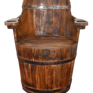 this chair showcases the natural grain and rich character of reclaimed timber