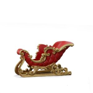 showcasing a bold red chair design that cradles your favorite vintage in opulent fashion. The striking contrast of the vibrant red against the golden accents exudes a regal charm
