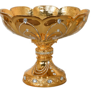 accentuated with rhinestone crystals set in a beautiful swag pattern. This striking bowl becomes a stunning focal point in any setting
