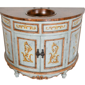 The exquisite Peruvian Copper Top Vanity in the Serena finish