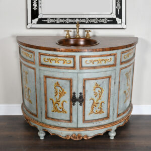 a captivating piece from the Santa Lucia Collection that marries functionality with artistic craftsmanship. This 48-inch wide single-bowl vanity brings a splash of color and charm to your bathroom