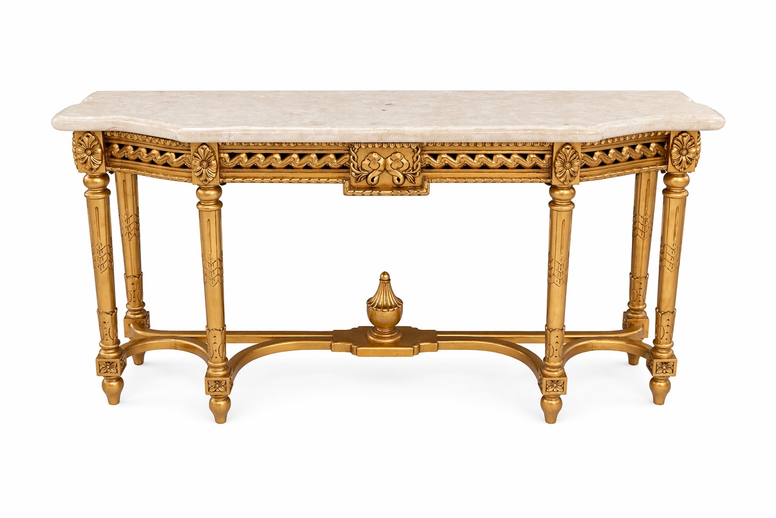 Grand Carved Console with Marble Top 68″W-Gold