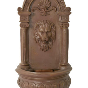 Classically inspired Terra Cotta Lion Fountain Wall Fountain is quick to set up and use.  The fountain has a built in hanger in the back making it easy to hang.  Power is required to operate the fountain so please make sure power is within reasonable distance.  No assembly is required but the pump needs to be sumbersed in the basin of the fountain with the power cord following the channel created for it to go behind the fountain and the fountain to lay flat with the wall.  Water will cascade from the lions mouth into the basin and recycled for continual use.  Water evaporates over time so please remember to occassionally check the water level in the fountain.  Allowing the pump to operate without enough water will result in the pump to stop working.  The Hanging Lion Wall Fountain is quick and easy to set up for use and adds the tranquil sound of running water to your space.