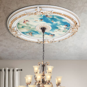 his finished Architectural Ceiling Medallion creates instant 3-dimensional detail to an otherwise boring plain ceiling. Also