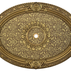 Transform your ceiling into a centerpiece of classical elegance with the Golden Laurel Oval Ceiling Medallion. Showcasing an opulent gold vine pattern over a deep bronze backdrop