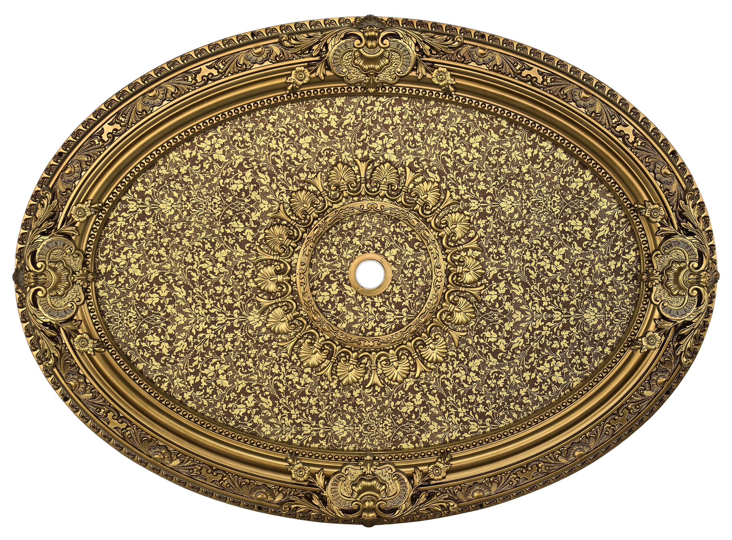 Golden Laurel Oval Ceiling Medallion 43 inch