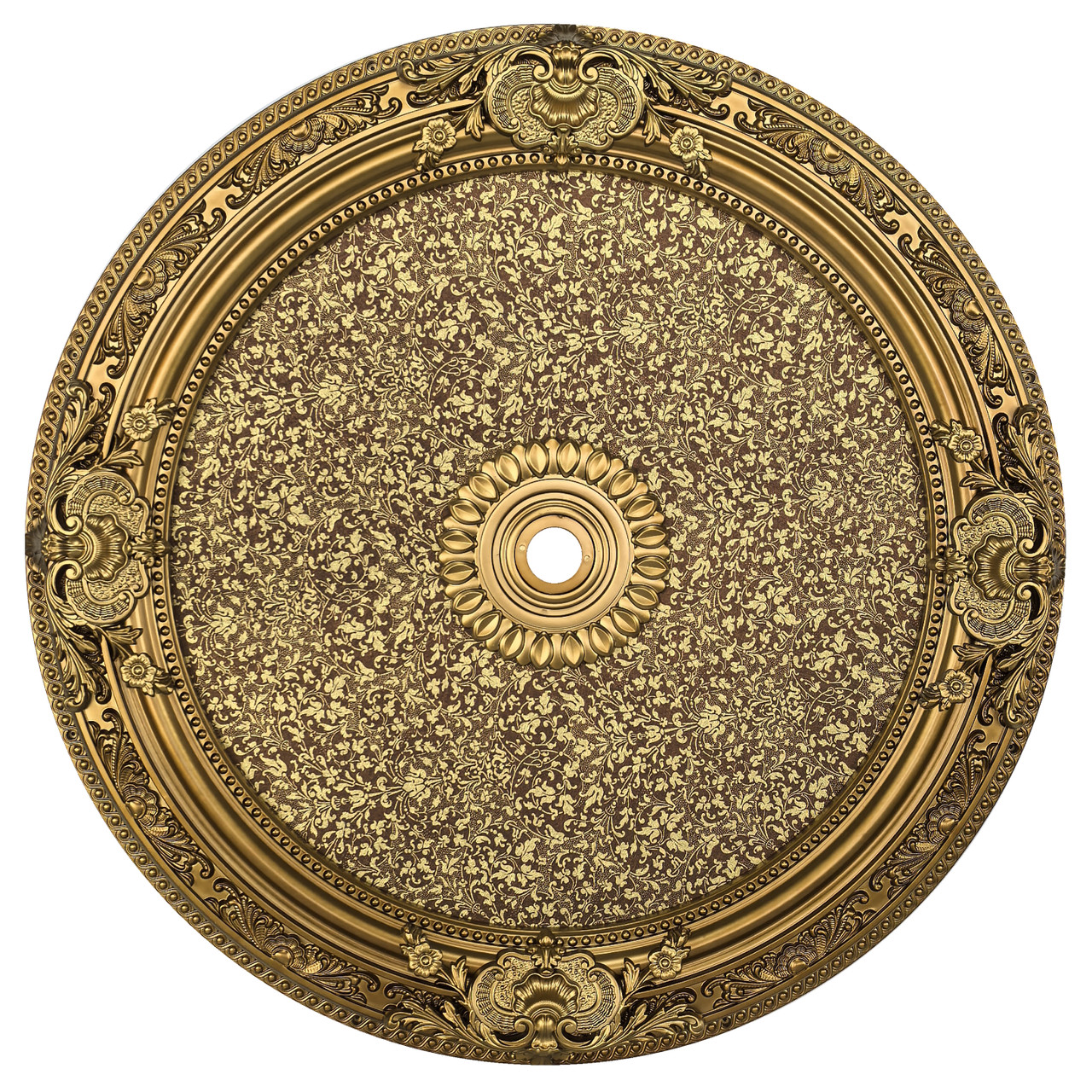 Golden Brown Baroque Vine Ceiling Medallion 35 inch