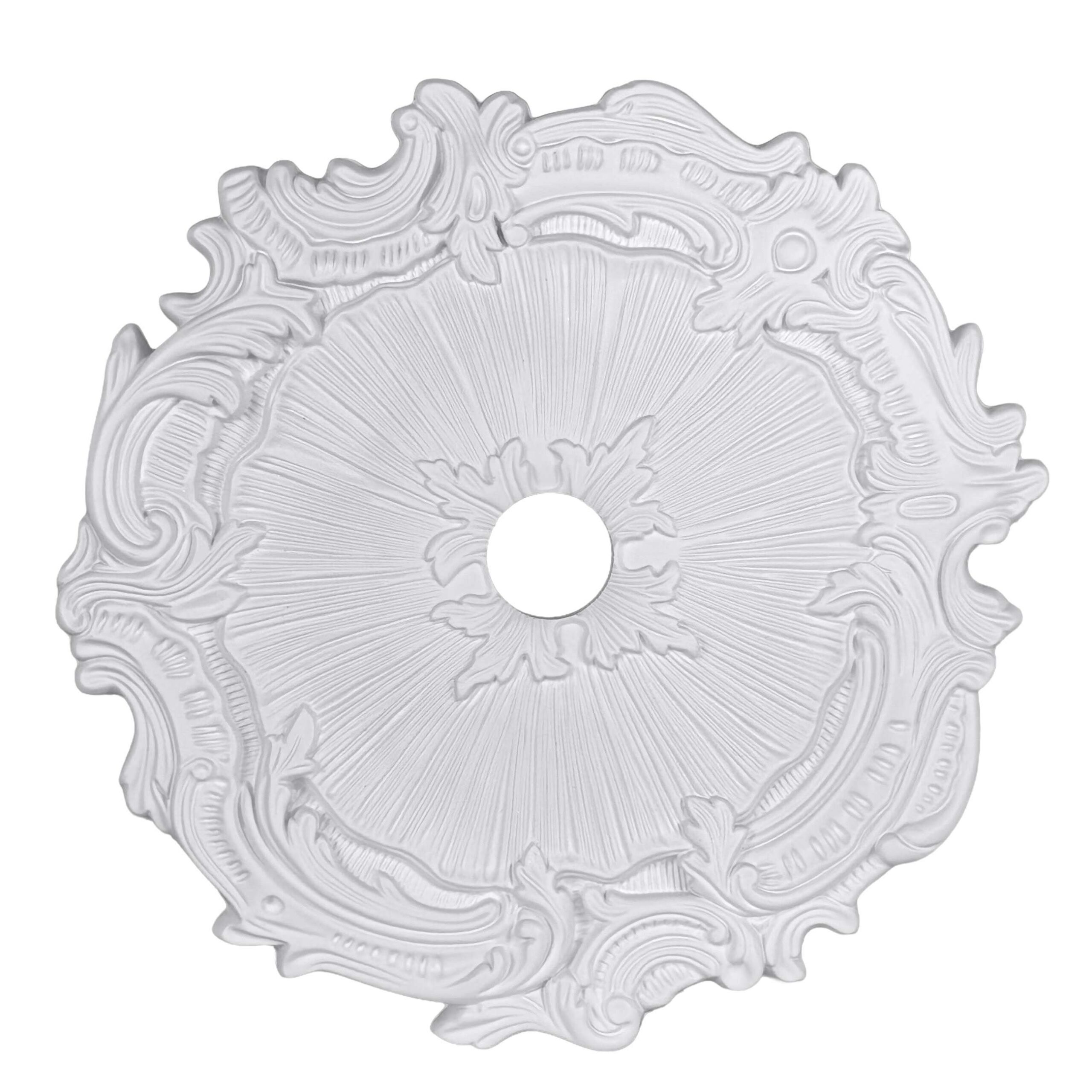 White Rococo Round Ceiling Medallion 16.5 inch